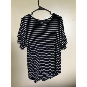 Black & white striped shirt with ruffle sleeves